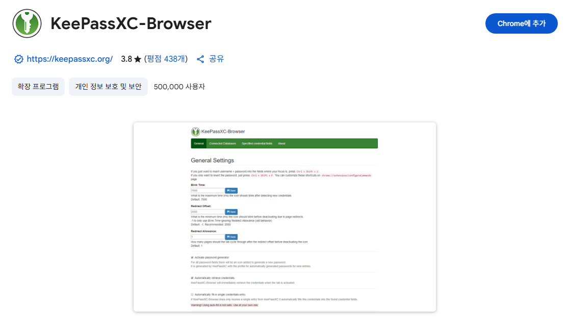 Estensione KeePassXC nel Chrome Web Store