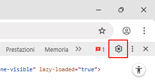 Pulsante impostazioni degli strumenti per sviluppatori