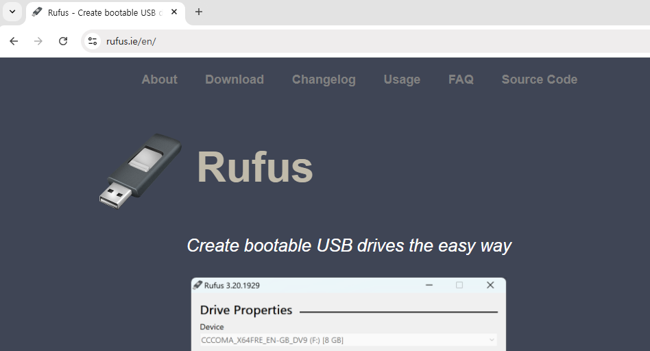 Homepage di Rufus